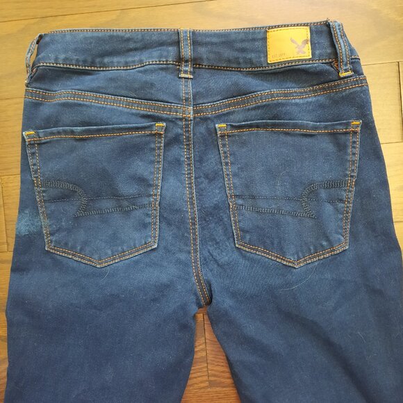 American Eagle Outfitters Super Super Stretch High-Rise Crop Dark Jean Jegging - Picture 3 of 8